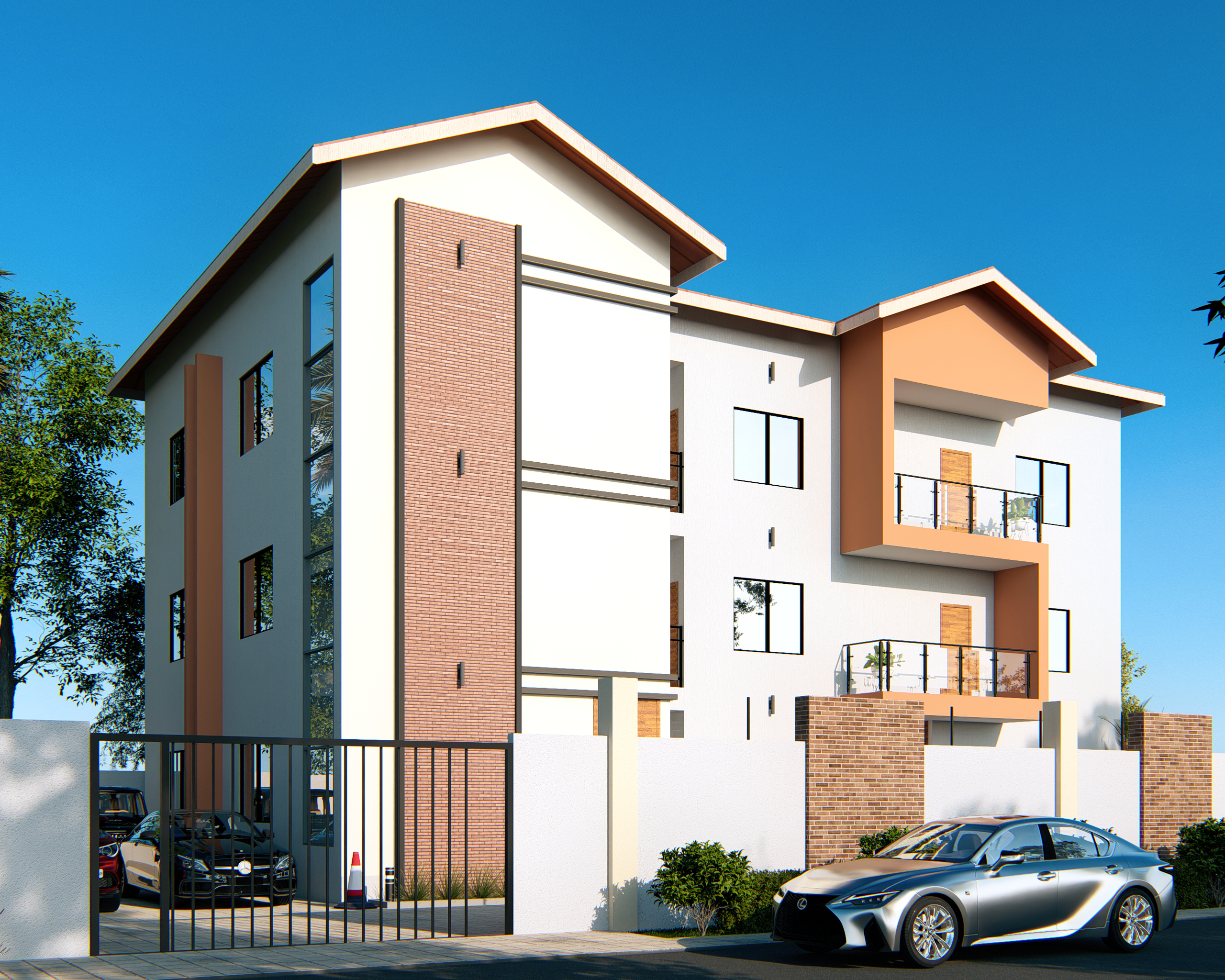 15-suite guest house — facade detail