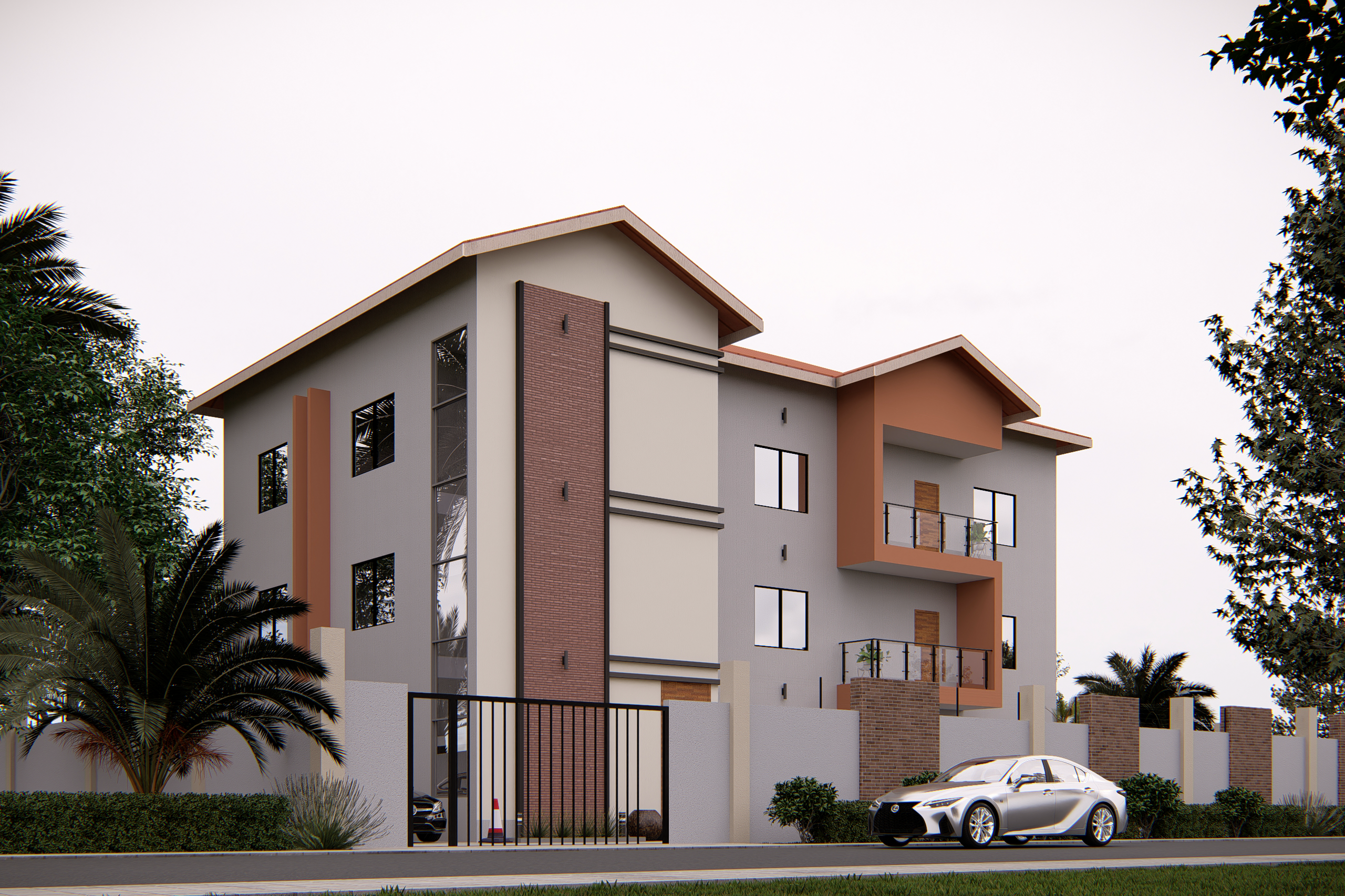 15-suite guest house — side elevation