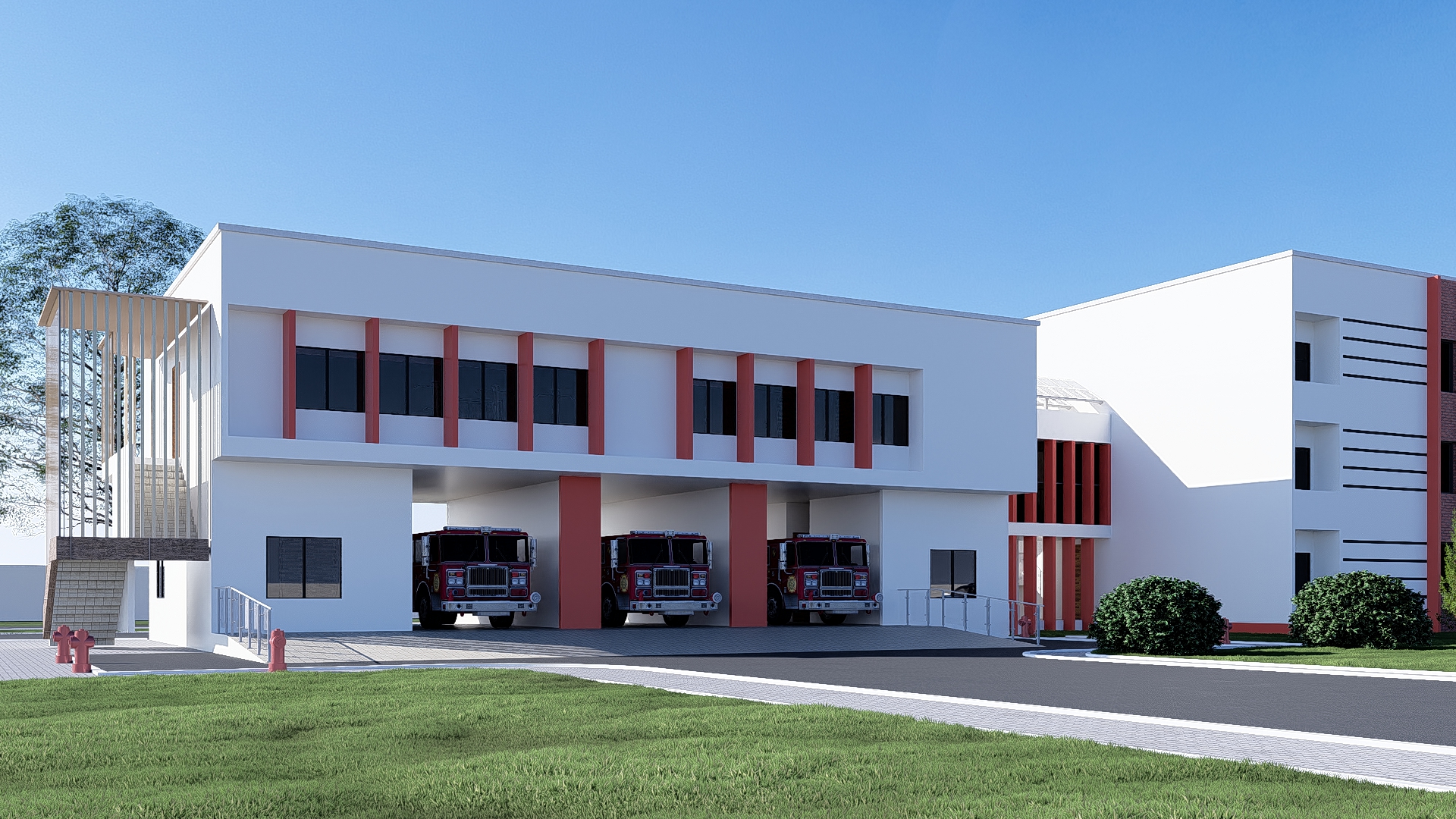 Fire station — appliance bay detail